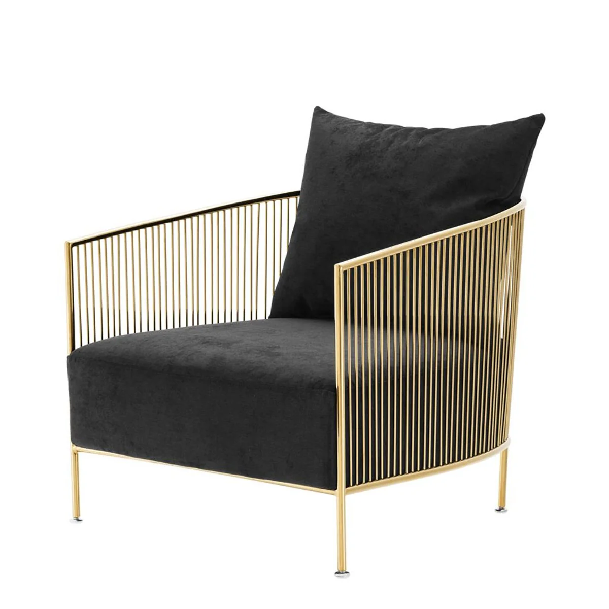 Sillón de lujo Casa Padrino negro / oro 69 x 77 x H 78 cm - Designer Hotel Furniture