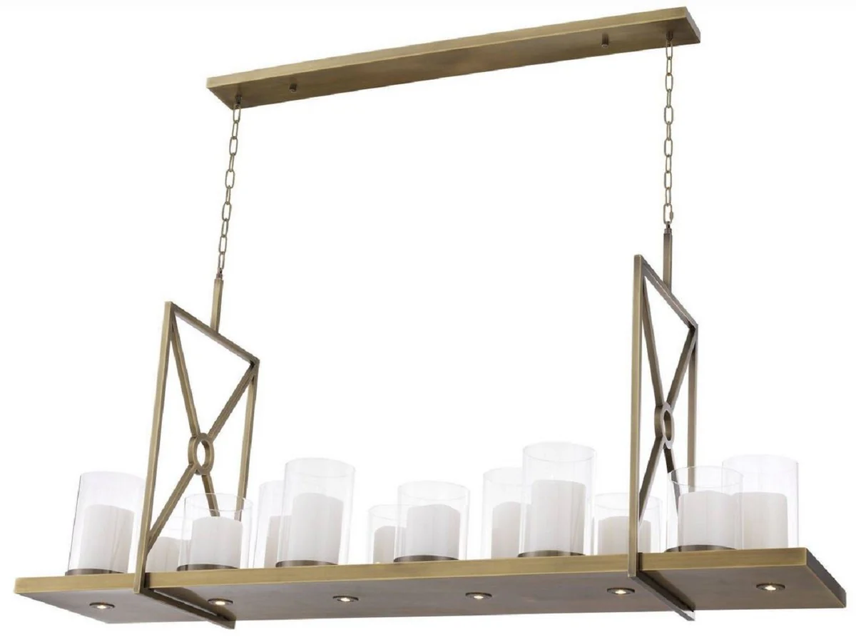 Casa Padrino lámpara de araña LED de lujo latón 160 x 39 x A. 75 cm - Lámpara de araña de acero inoxidable con control remoto - Calidad de Lujo