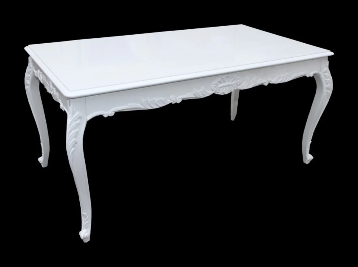 Casa Padrino baroque dining table glossy white 140 cm