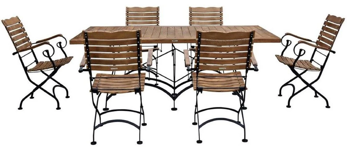 Casa Padrino mesa de comedor de jard¨ªn Art Nouveau marr¨®n / negro 180 x 80 x A. 76 cm - Mesa de jard¨ªn plegable - Muebles de Gastronom¨ªa y de Jard¨ªn Barrocos y Art Nouveau