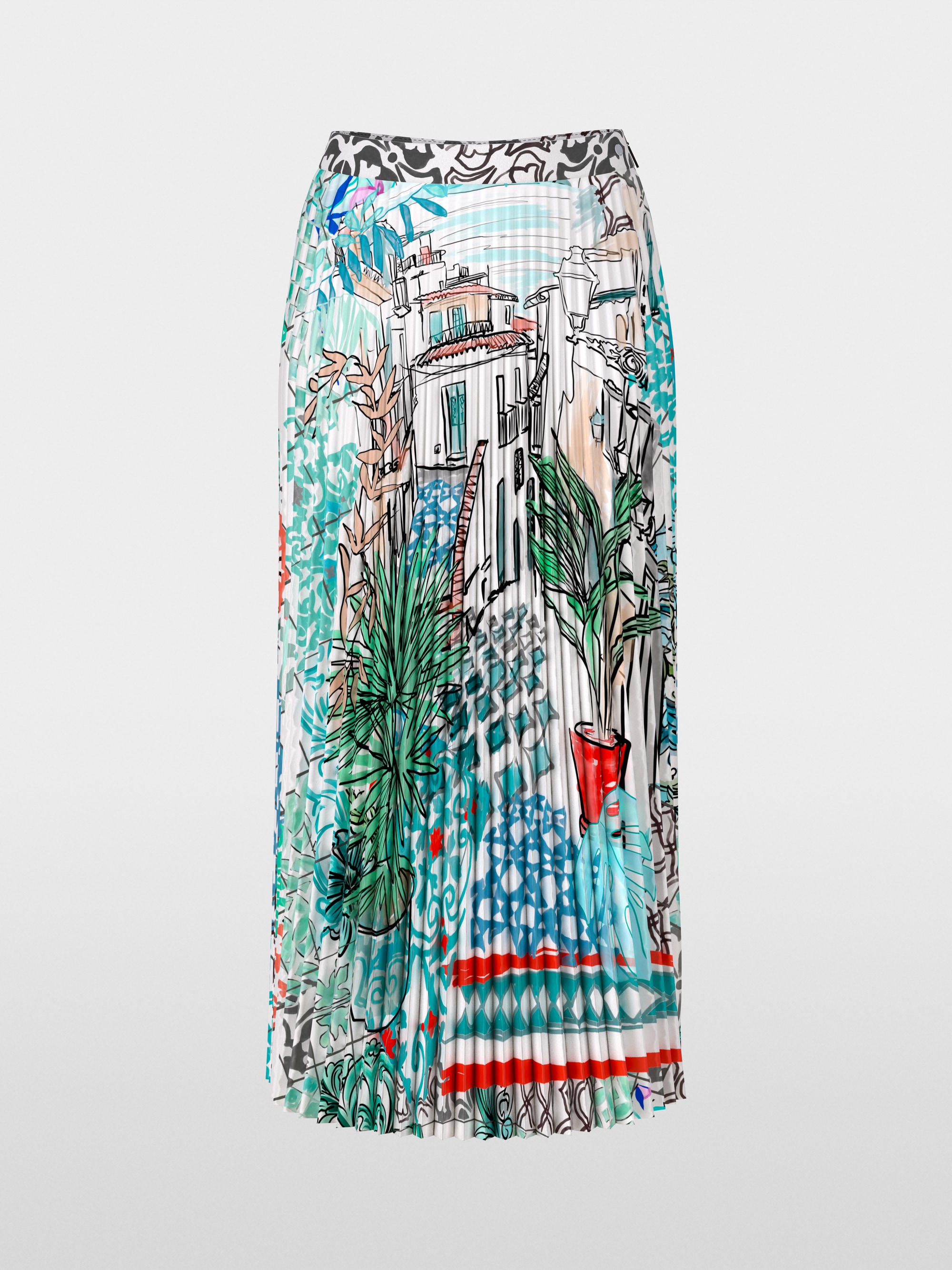 Marc-Cain Pleated midi skirt with print