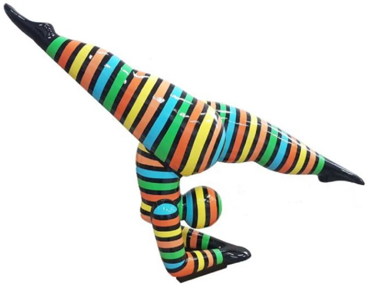 Casa Padrino escultura decorativa de diseño de lujo mujer acrobática negro / multicolor 110 x A. 86 cm - Figura decorativa XXL abstracta - Escultura decorativa XXL - Escultura de salón y jardín
