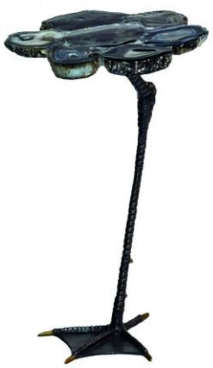 Casa Padrino mesa auxiliar de lujo negro 30 x 39,5 x A. 41,5 cm - Mesa moderna con tablero de piedra preciosa de ¨¢gata y patas de metal en dise?o de pie de pato - Muebles de sal¨®n de lujo