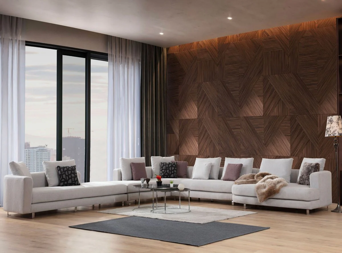 Casa Padrino sof¨¢ esquinero de lujo gris / plata 424 x 430 x A. 90 cm - Sof¨¢ de sal¨®n - Muebles de sal¨®n - Muebles de lujo - Interiores de sal¨®n de lujo