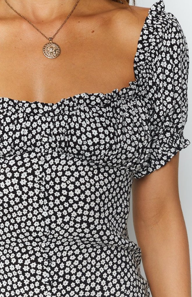 Sexy Square Collar Printed Split Dress