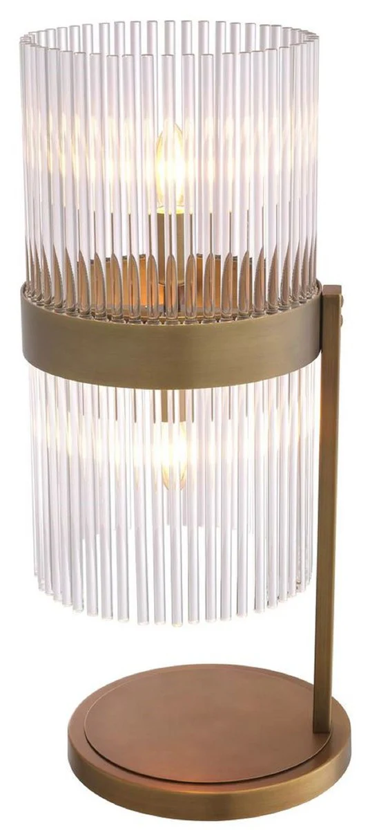 Casa Padrino lámpara de mesa de lujo latón antiguo 28 x 23,5 x A. 60,5 cm - Elegante lámpara de escritorio de estilo retro - Colección de Lujo