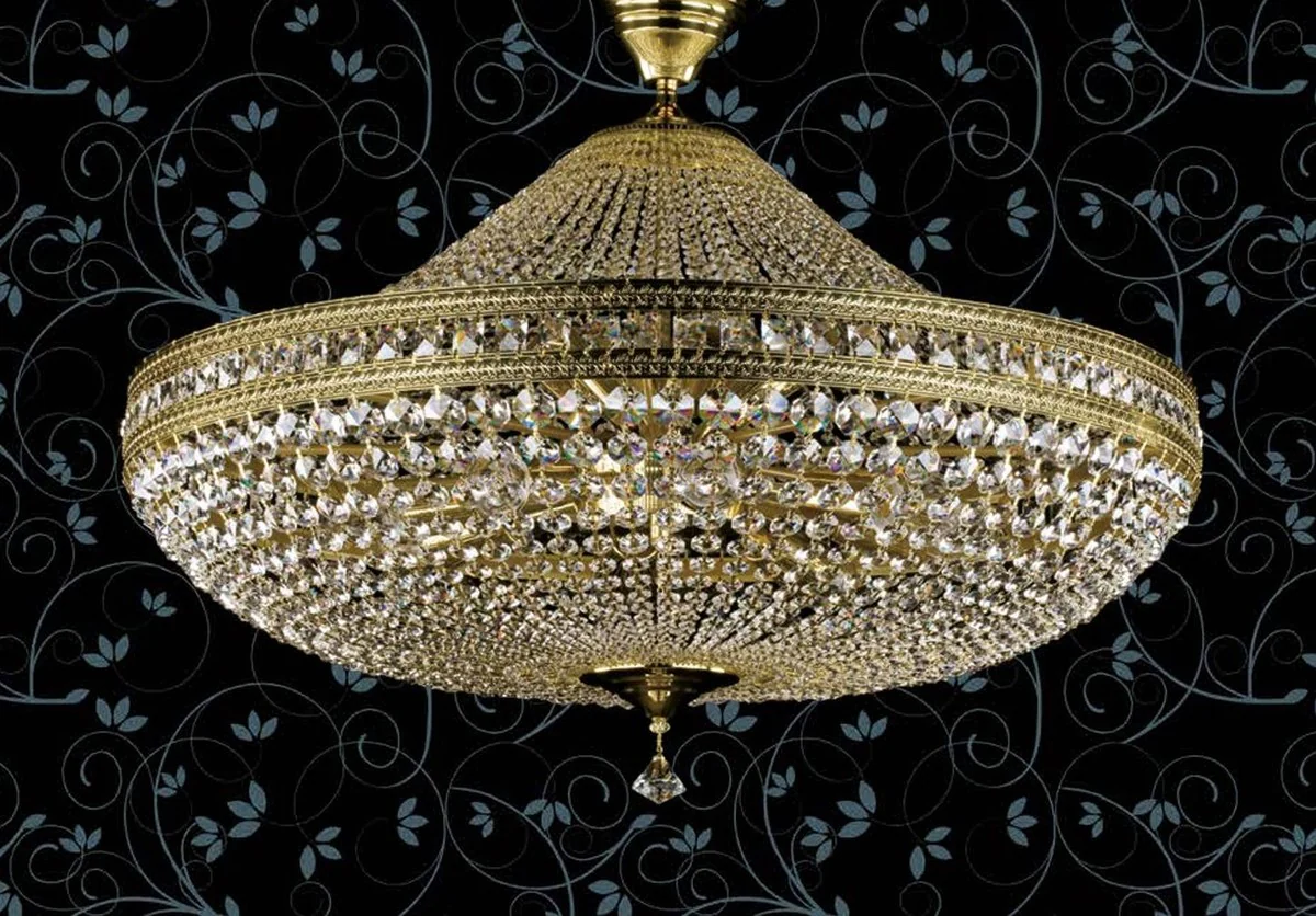 Casa Padrino l¨¢mpara de techo de cristal barroco de lujo lat¨®n ? 80 cm - L¨¢mpara de techo de estilo barroco