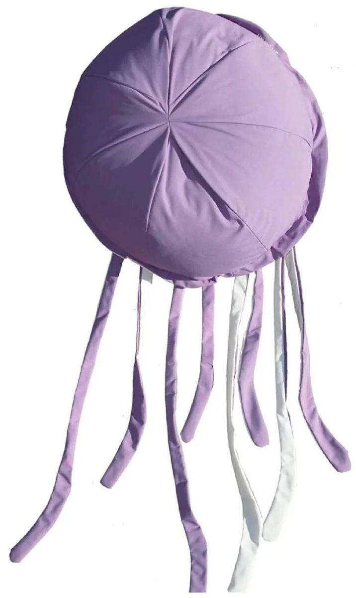 Casa Padrino puf de lujo medusa violeta / blanco ? 80 x A. 35 cm - Puf flotante - Coj¨ªn de asiento hecho a mano - Decoraci¨®n de jard¨ªn - Decoraci¨®n de terraza - Decoraci¨®n de piscina