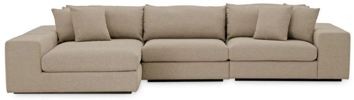 Casa Padrino sof¨¢ esquinero de lujo con cojines gris / negro 380 x 200 x A. 90 cm - Sof¨¢ de sal¨®n - Sof¨¢ de hotel - Muebles de sal¨®n - Muebles de hotel - Muebles de lujo - Calidad de lujo