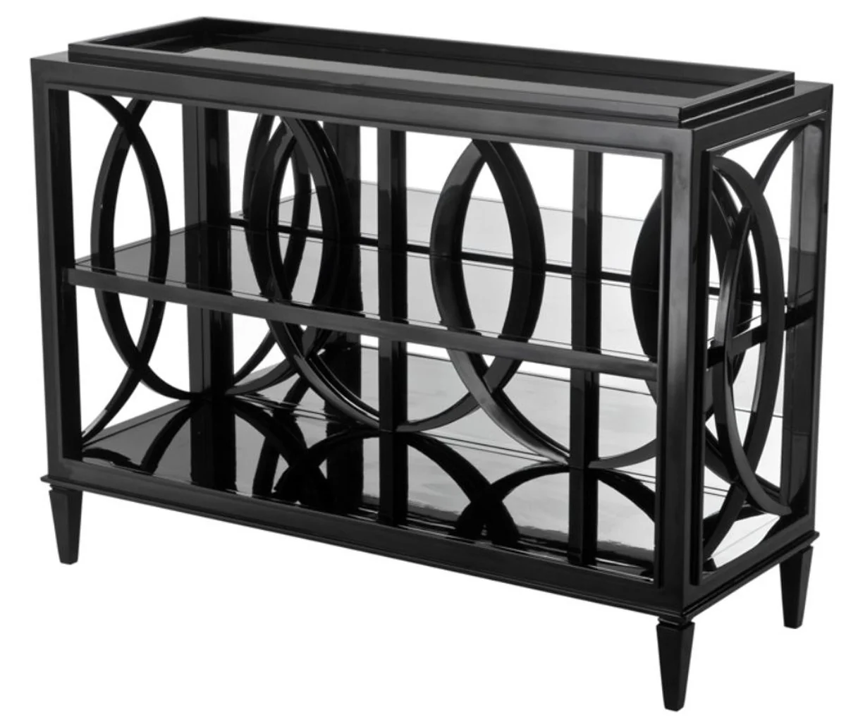 Casa Padrino armario de sala de estar Negro 124 x 46 x H. 90 cm - mueble de estantería de lujo