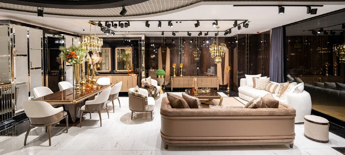 Casa Padrino mesa auxiliar de lujo marr¨®n / oro - Mesa auxiliar redonda de madera maciza - Muebles de sala - Muebles de hotel - Muebles de lujo