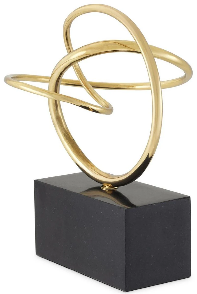 Casa Padrino decoraci¨®n de escritorio de dise?o lat¨®n / negro 29 x 23 x A. 33 cm - Elegante objeto decorativo de lat¨®n con base de granito - Accesorios Deco