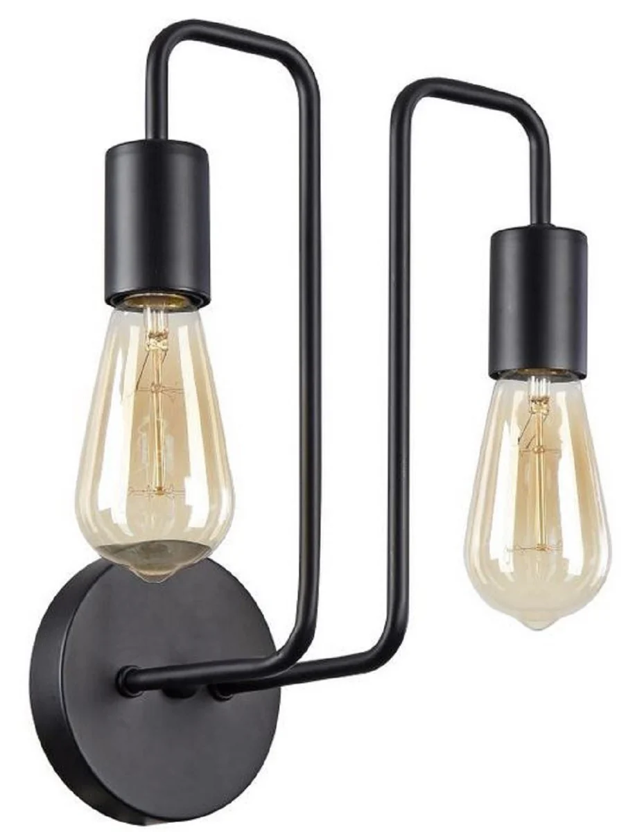 Casa Padrino lámpara de pared de diseñador negro 25 x 17 x H. 30,5 cm - Luz Moderna con Marco de Metal Revestido y un Estilo Inusual de Loft