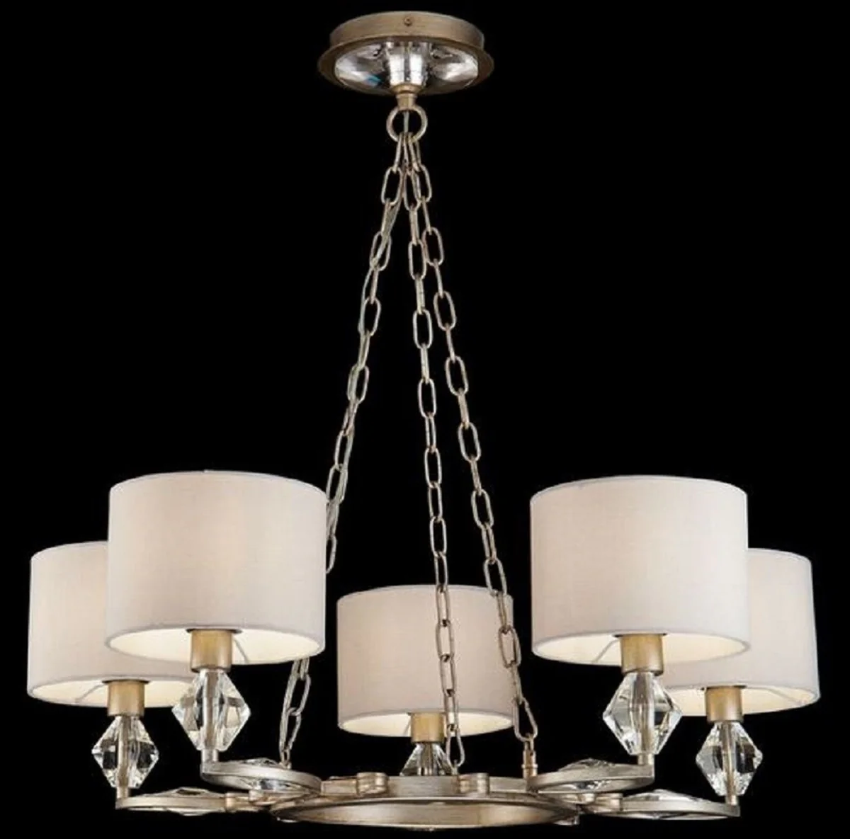 Casa Padrino Araña Latón / Crema Ø 73 x H. 130 cm - Magnífica Araña Neoclásica