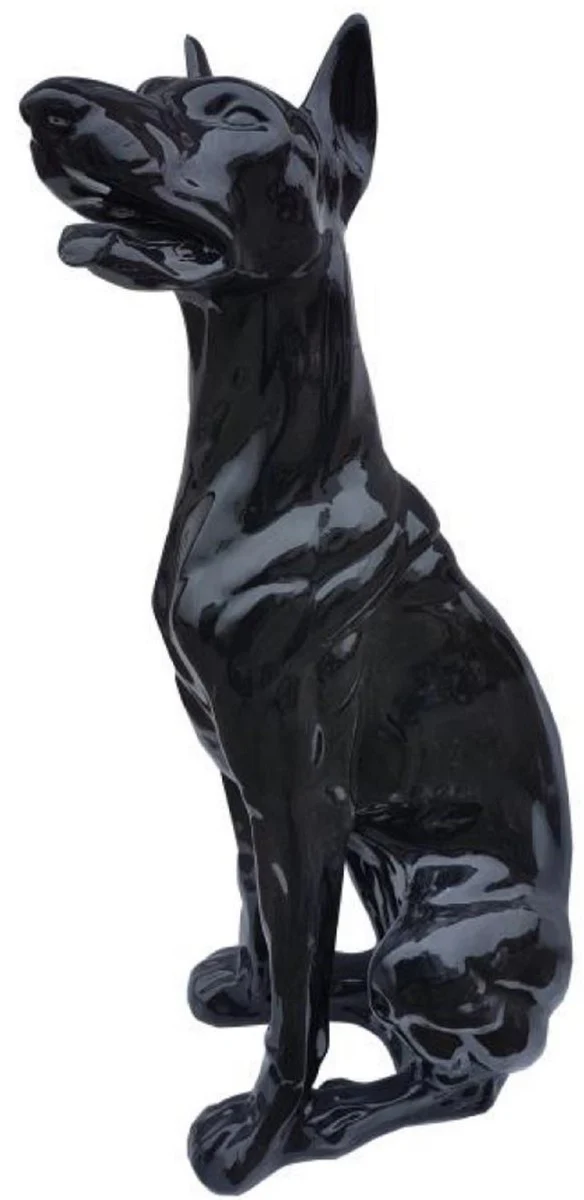 Casa Padrino escultura decorativa de lujo perro doberman negro A. 80 cm - Figura decorativa grande - Escultura decorativa XXL - Figura animal XXL - Esculturas y figuras decorativas XXL de lujo
