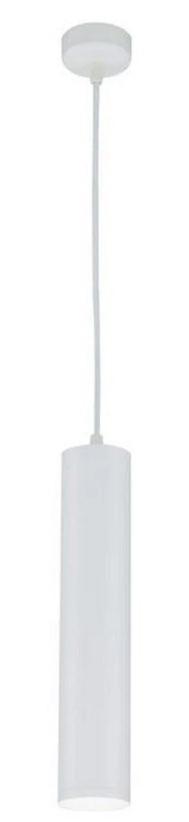 Casa Padrino lámpara colgante de lujo blanco Ø 6 x H. 30 cm - Lámpara Colgante de Aluminio Ajustable en Altura