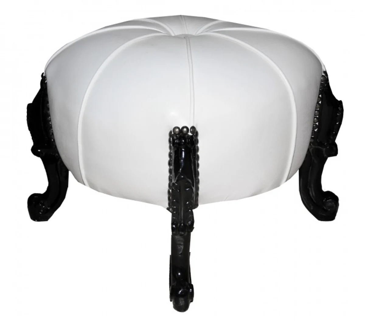 Casa Padrino barroco de heces - taburete redondo - negro blanco / - muebles barrocos