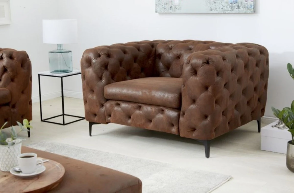 Casa Padrino sill¨®n de sal¨®n Chesterfield marr¨®n antiguo 120 x 100 x A. 70 cm - Muebles de Sal¨®n Chesterfield