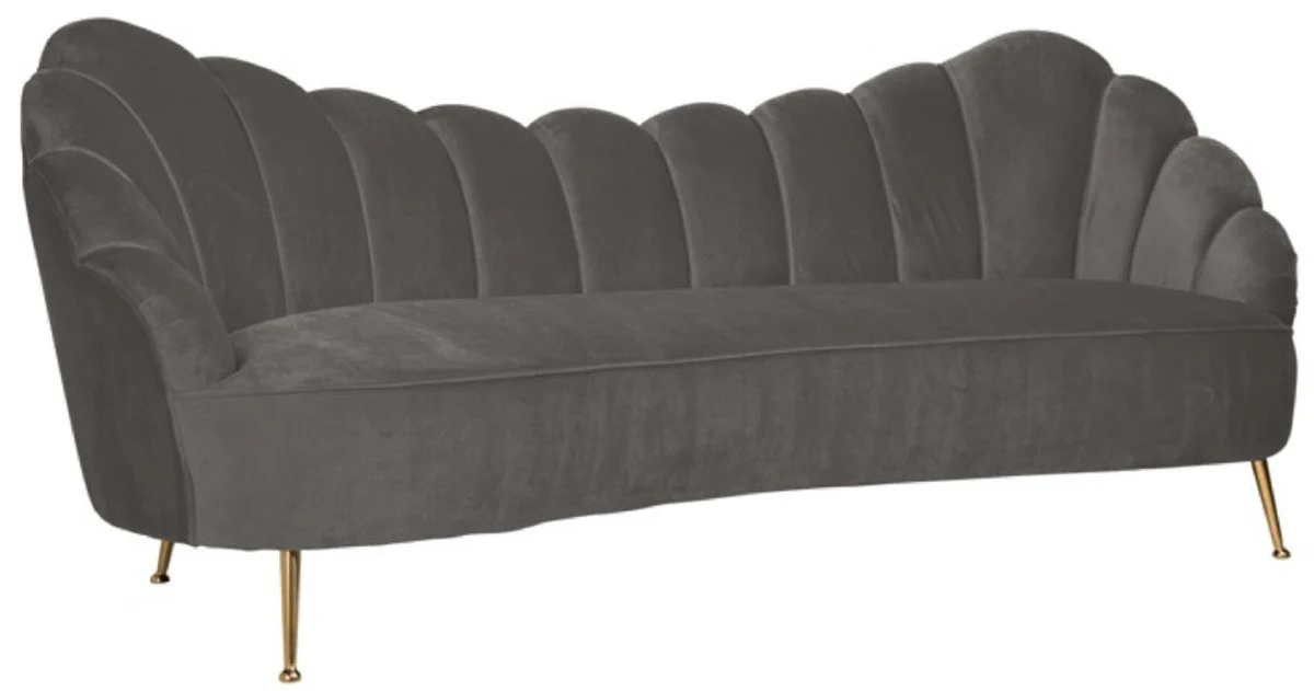 Casa Padrino sof¨¢ de terciopelo de lujo gris / oro 230 x 94 x A. 90 cm - Sof¨¢ de sal¨®n con tela de terciopelo fino - Muebles de sal¨®n - Muebles de lujo - Interiores de sal¨®n - Interiores de lujo