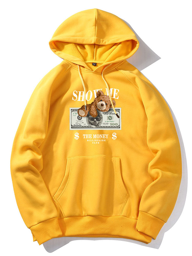 Money Bear Print Hoodie