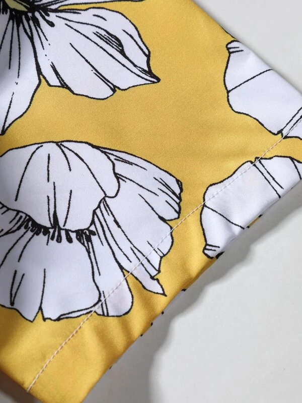 Suitmens Men's Hawaiian Print Short Sleeve Shirt Set 020