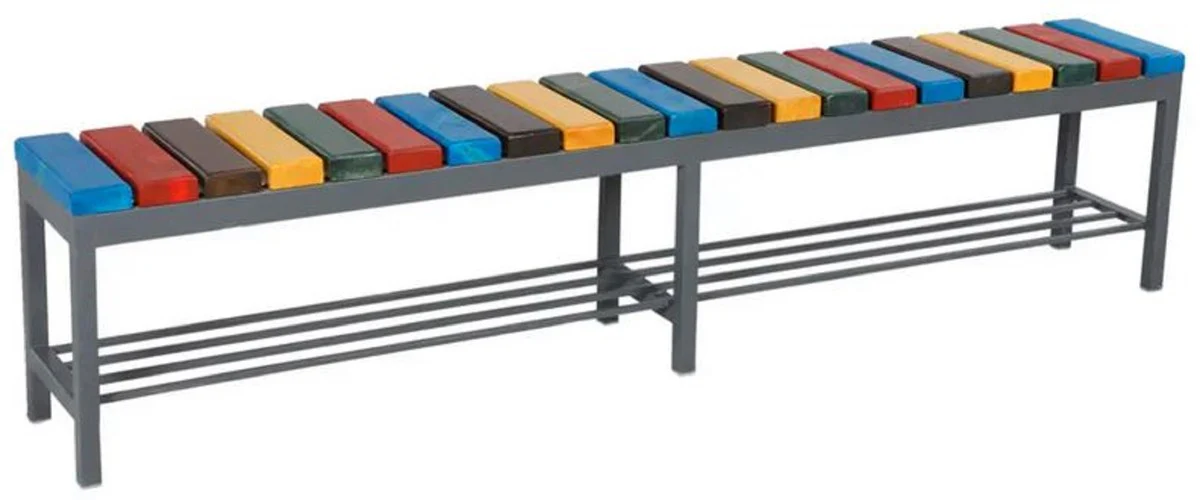 Casa Padrino banco de jard¨ªn banco de cervecer¨ªa colorido / gris 200 cm