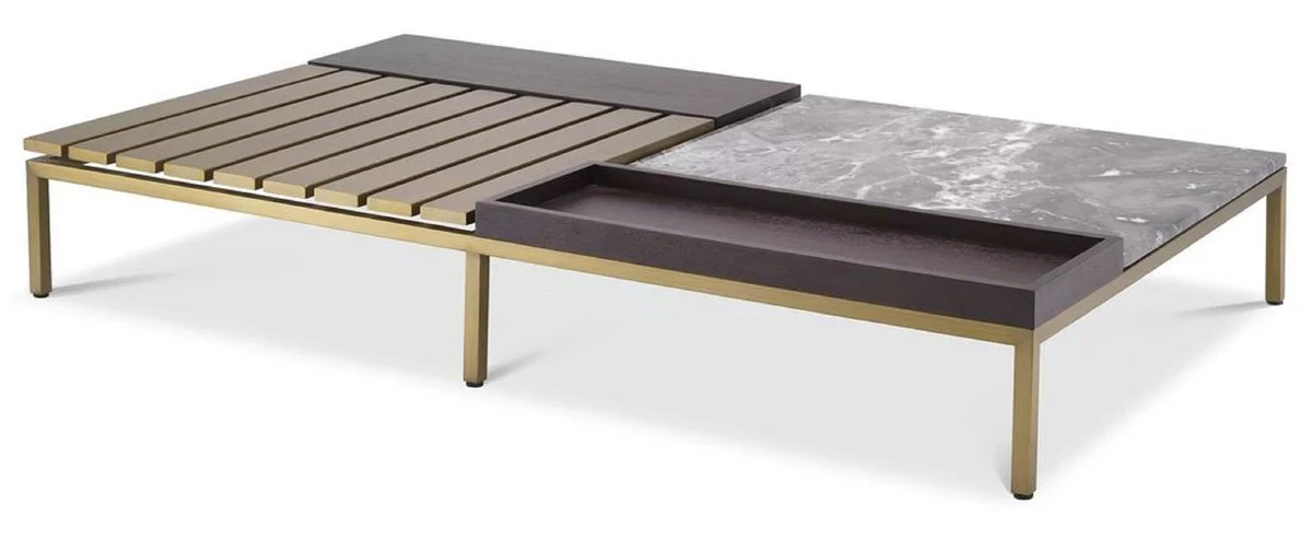 Casa Padrino mesa de centro de lujo lat¨®n / gris / marr¨®n 169,5 x 99,5 x A. 27 cm - Mesa de sal¨®n moderna - Muebles de sal¨®n de lujo - Calidad de lujo