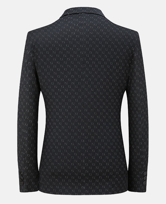 Elegant Plain Jacquard Lapel Collar Two Button Blazer