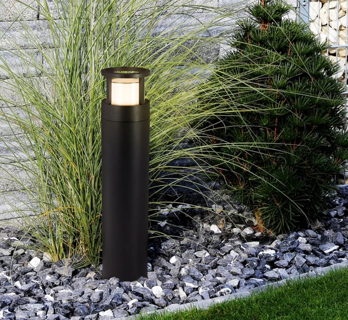 Casa Padrino lámpara de exterior LED negro Ø 10,8 x A. 50 cm - Lámpara de jardín resistente a la intemperie - Lámpara de terraza - Iluminación moderna de jardín y patio