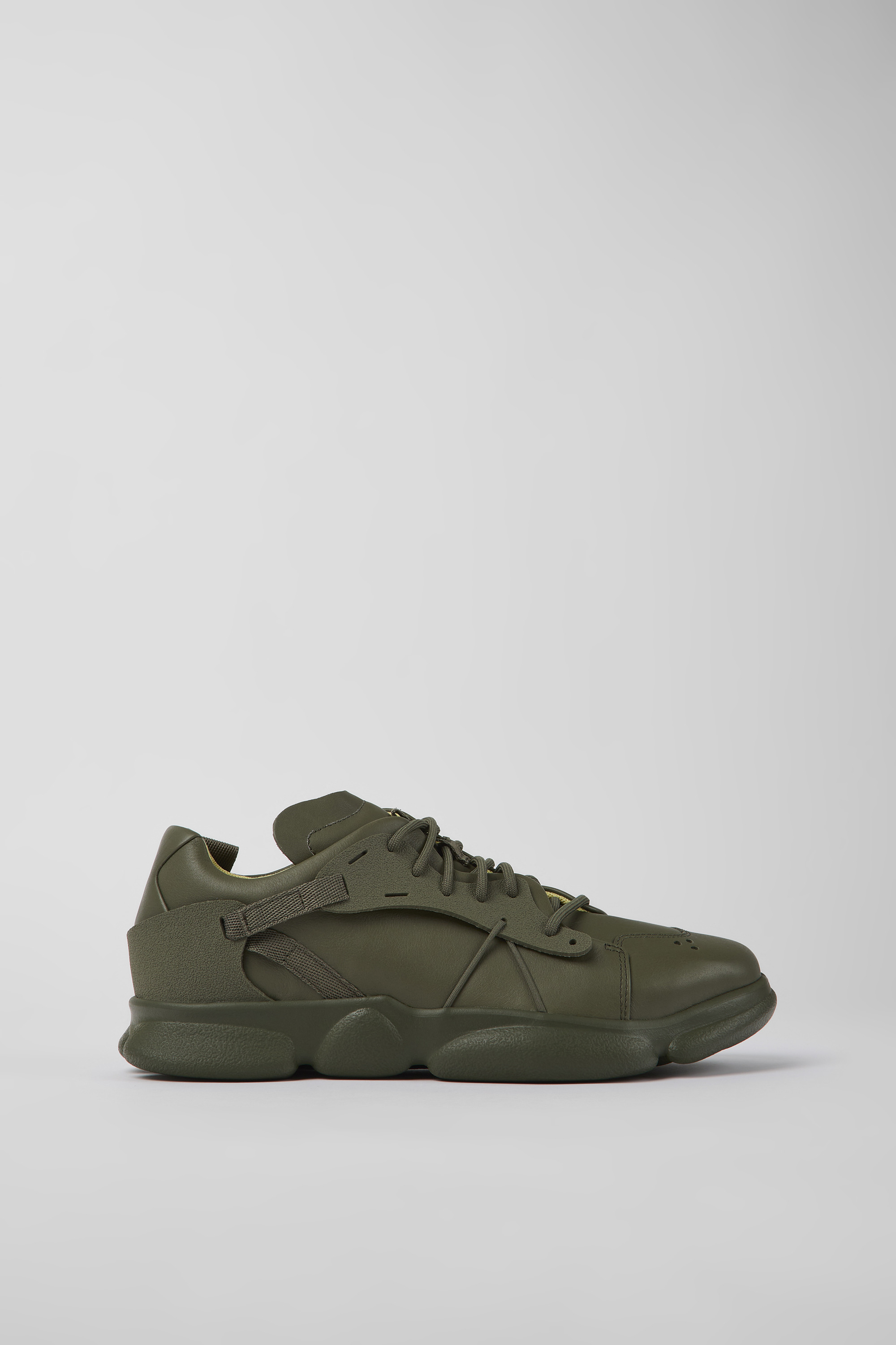 Karst - Green leather and textile sneakers for men
