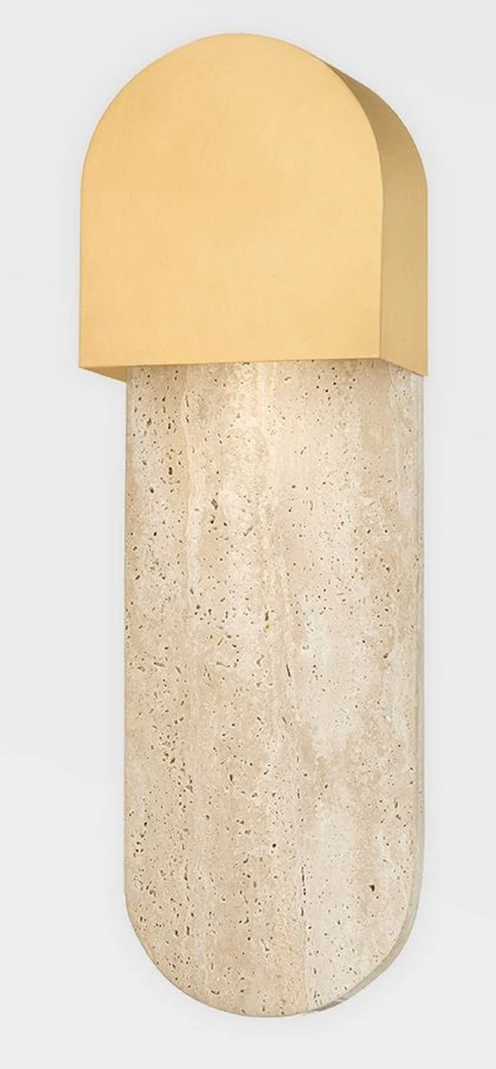 Casa Padrino l¨¢mpara de pared LED de travertino de lujo beige / lat¨®n A. 40,64 cm