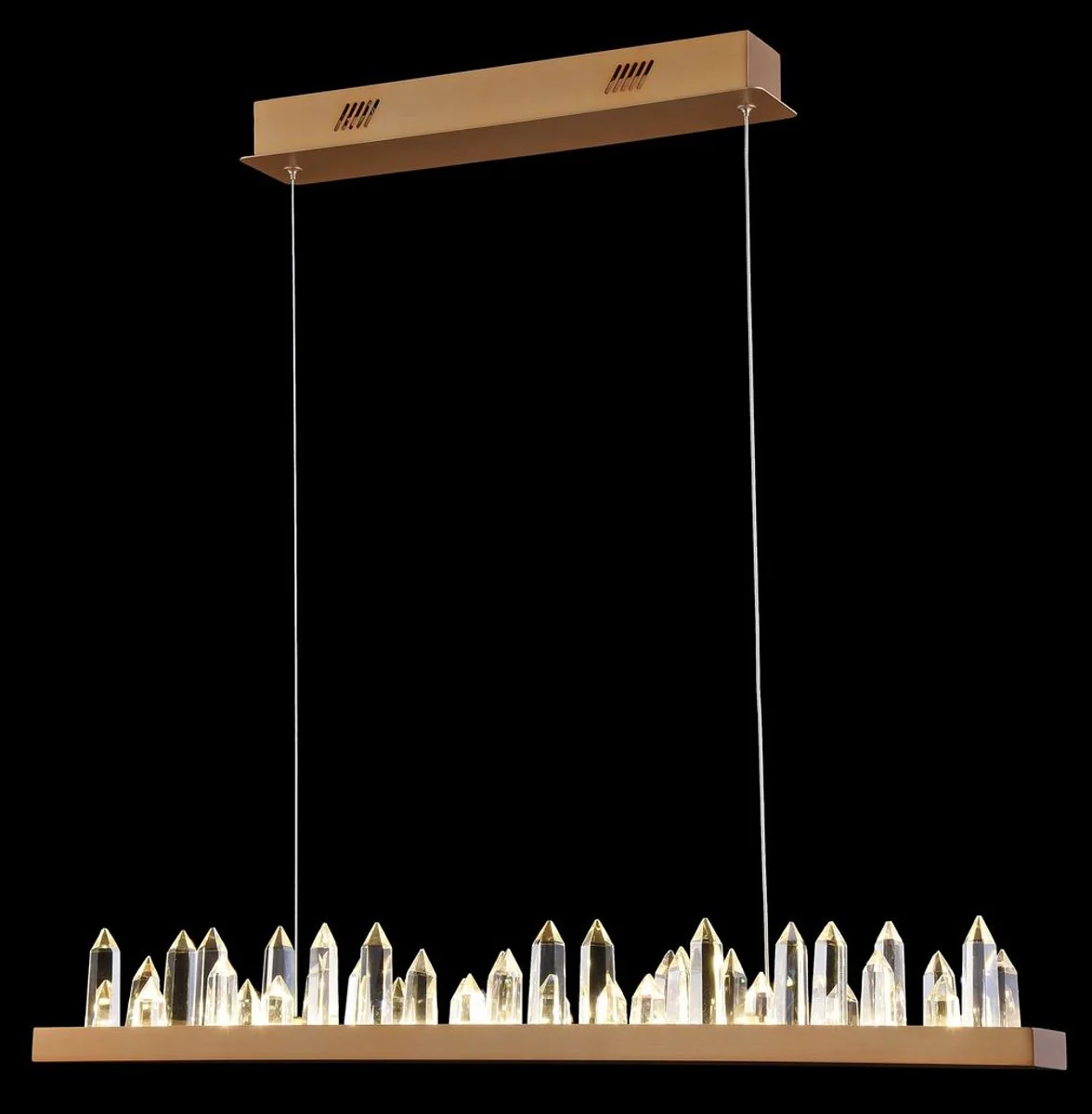 Casa Padrino LED pendant lamp with brass colored metal frame and crystal jagged 80 x 9 x H. 10.4 cm - Living Room Furniture