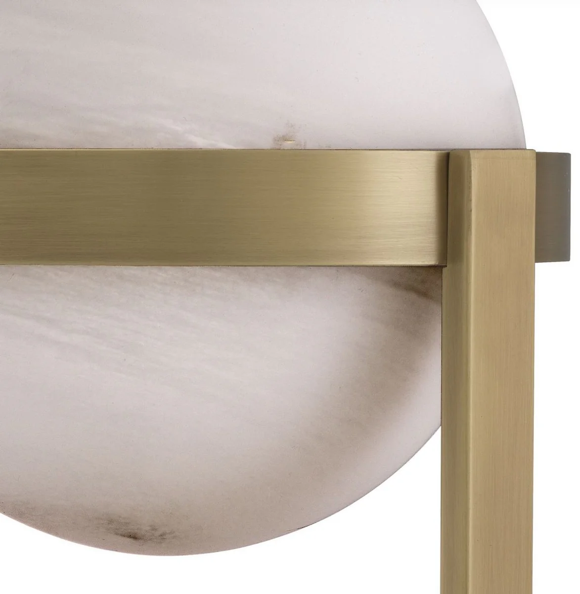 Casa Padrino lámpara de mesa de lujo latón antiguo / blanco Ø 22 x A. 38 cm - Lámpara de escritorio con pantalla redonda de vidrio - Luces de Lujo