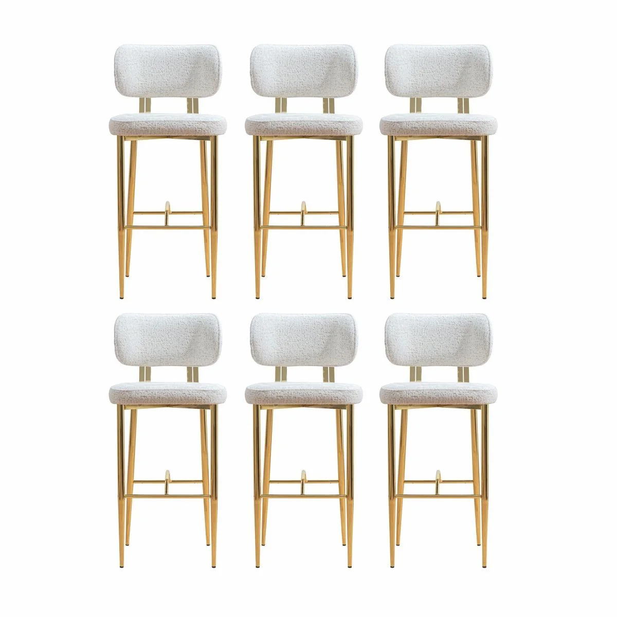 Casa Padrino conjunto de 6 sillas de bar de lujo blanco / oro A. 107 cm - Muebles de bar