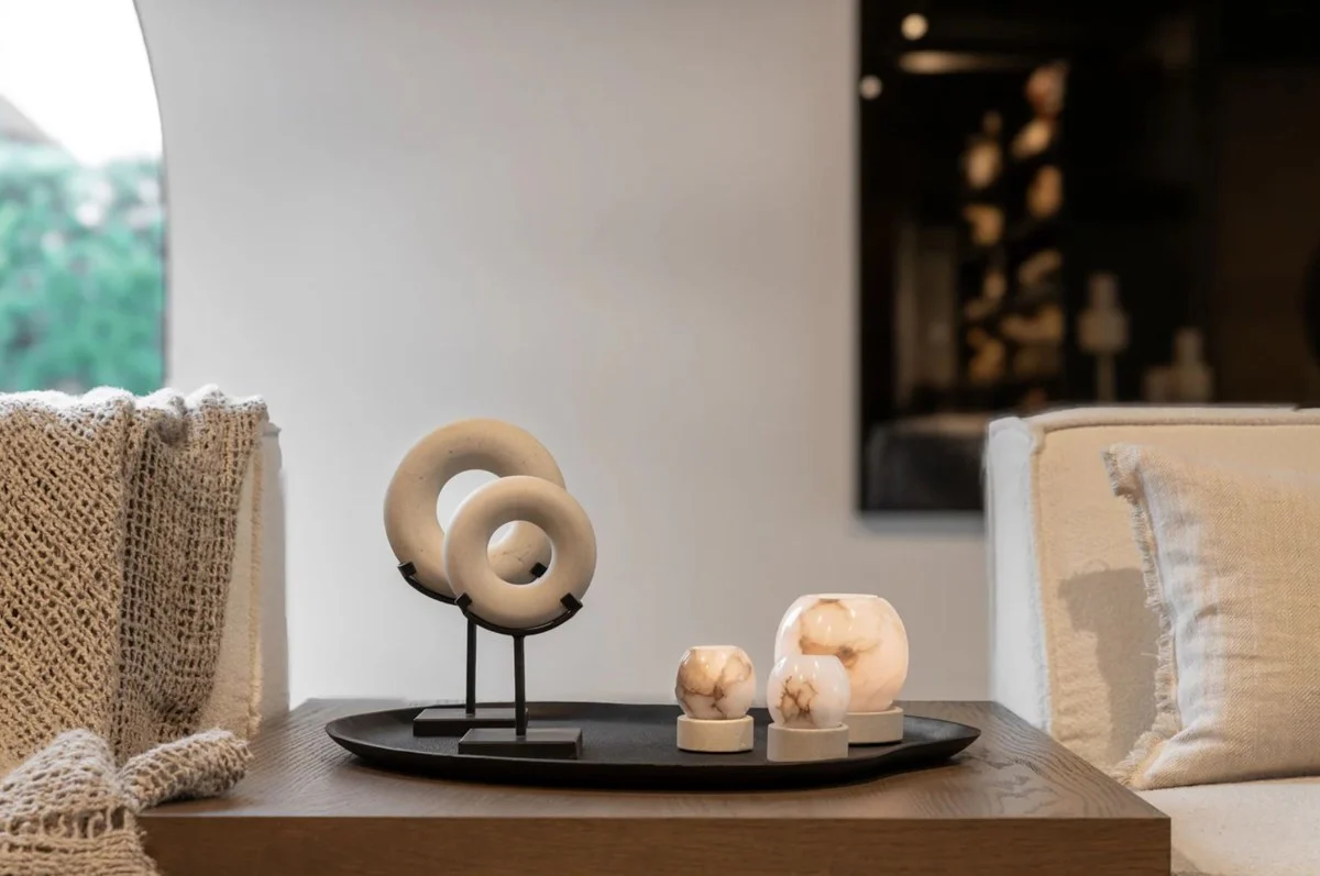 Casa Padrino bandeja de aluminio de lujo negro mate 40 cm - Accesorios decorativos