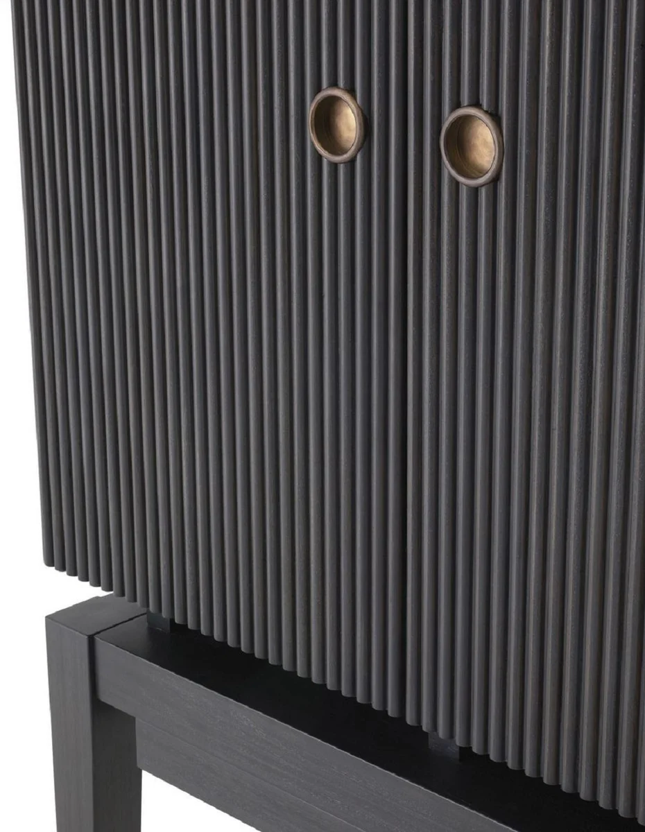 Casa Padrino gabinete de vino de lujo gris antracita / bronce 82,5 x 51 x A. 168 cm - Armario bar de caoba con 2 puertas - Muebles de Bar - Calidad de Lujo