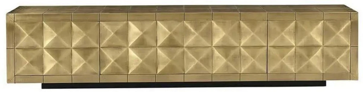 Casa Padrino gabinete de TV de lujo oro / negro 220 x 40 x A. 50 cm - Aparador de sal¨®n con 4 puertas - Muebles de sal¨®n - Muebles de lujo - Interiores de lujo