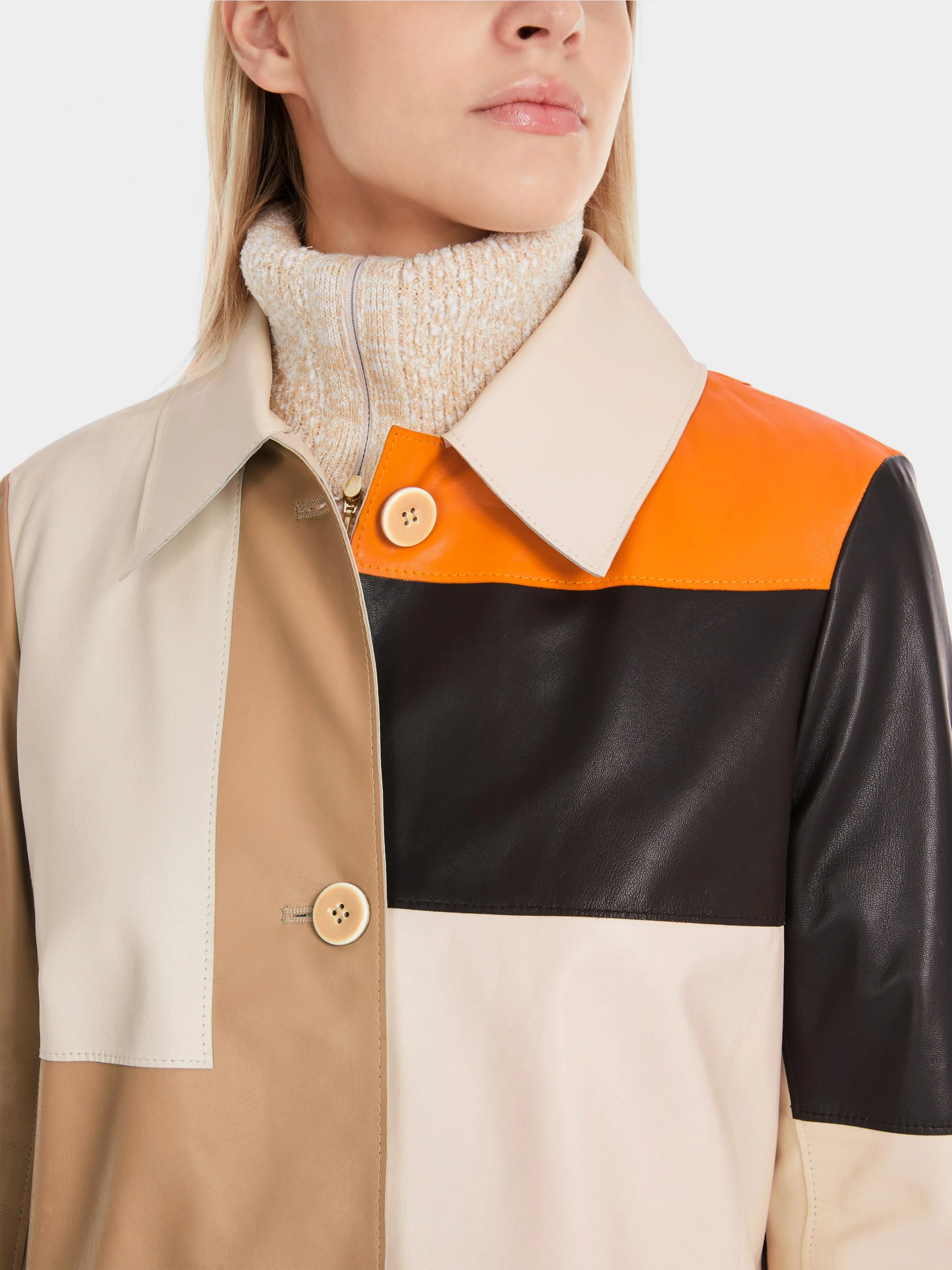 Marc-Cain Patch-look nappa leather coat