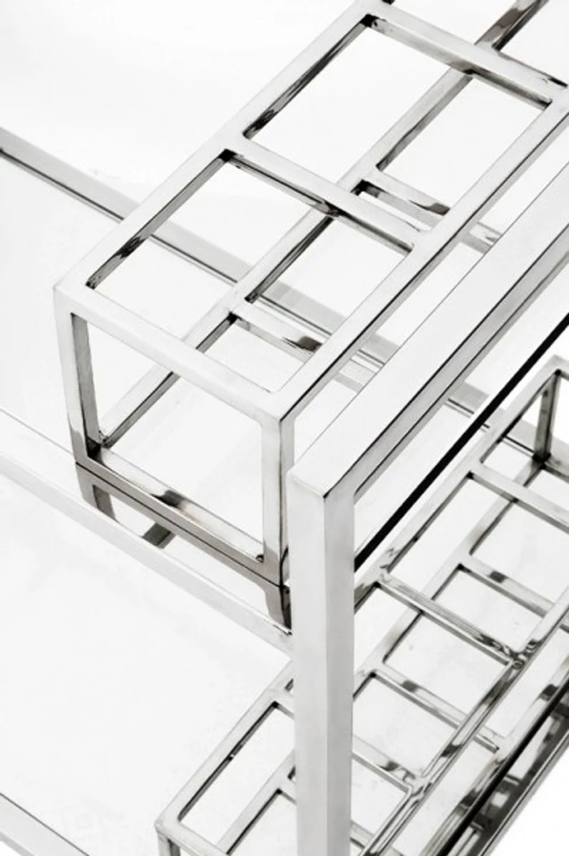 Casa Padrino Luxury Bar Trolley Trolley made of stainless steel and glass 80 x 48 x H. 77 cm - Luxury Hotel & Restaurant Furniture