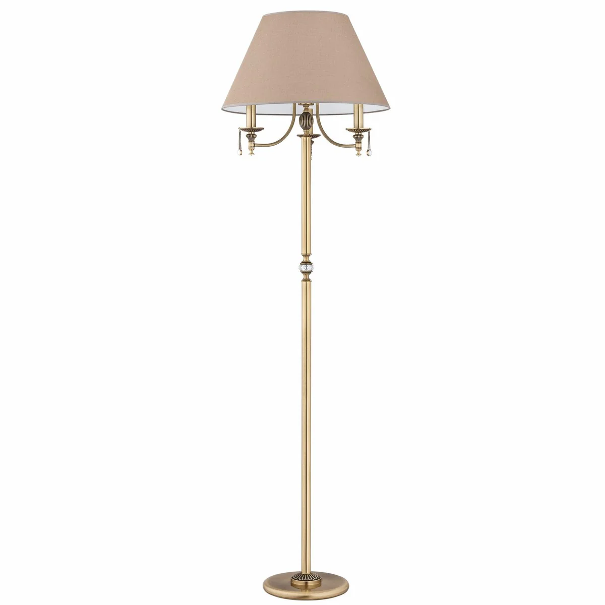 Casa Padrino l¨¢mpara de pie de cristal barroco de lujo lat¨®n con p¨¢tina / marr¨®n A. 172 cm