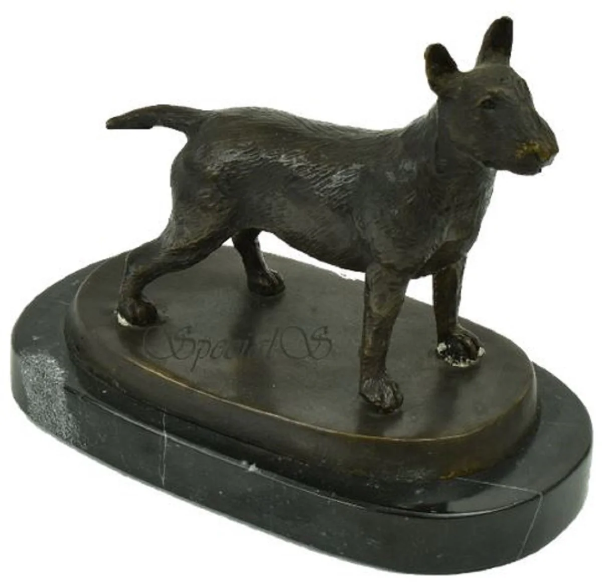 Casa Padrino figura decorativa de bronce de lujo perro bull terrier bronce / negro 19 x 10 x A. 15 cm - Escultura de bronce con base de mármol - Figura de decoración - Accesorios de decoración