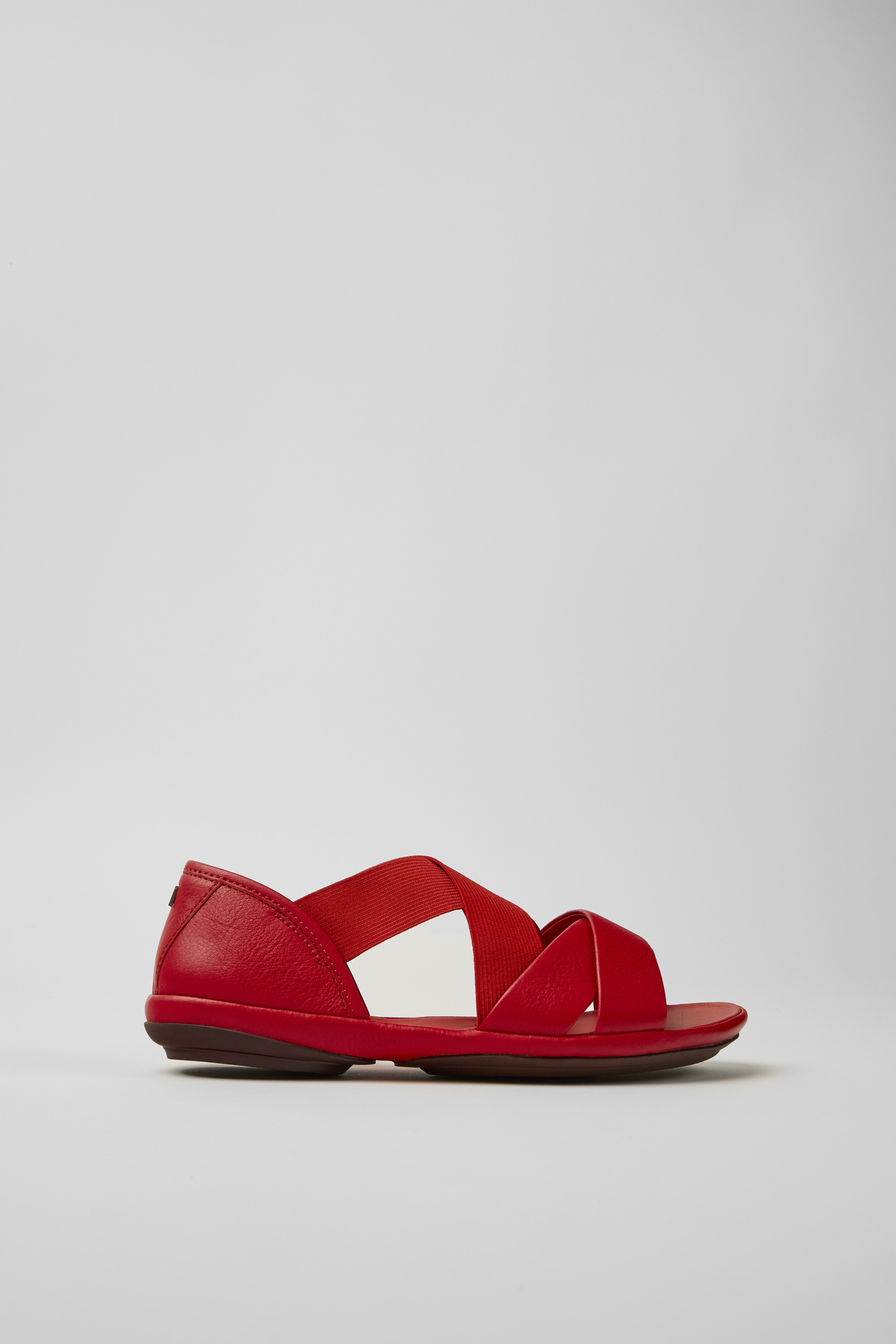 Right - Red leather sandals for women