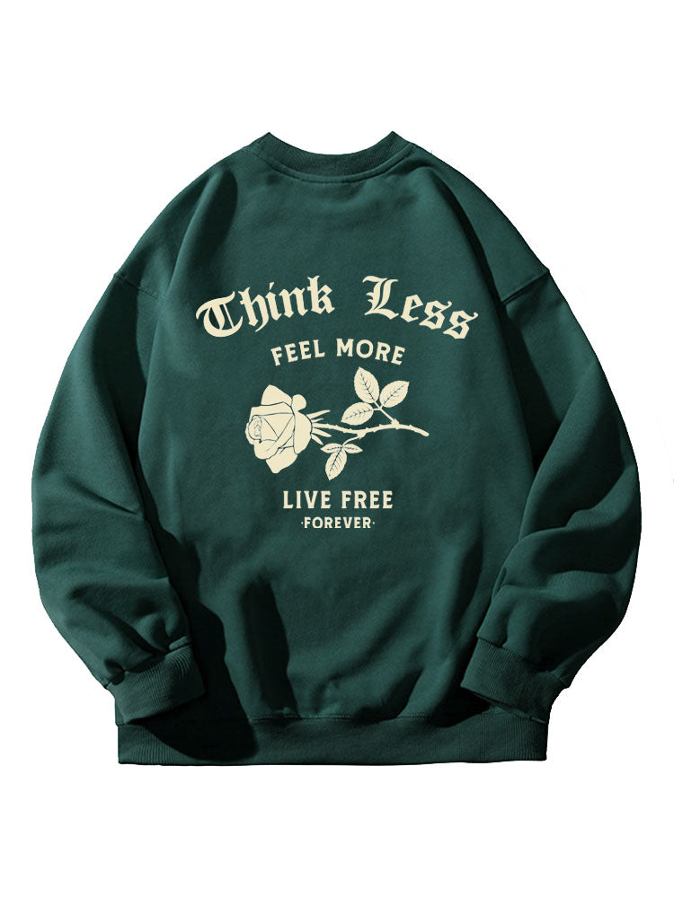 Slogan Rose Back Print Relaxed Sweatshirt