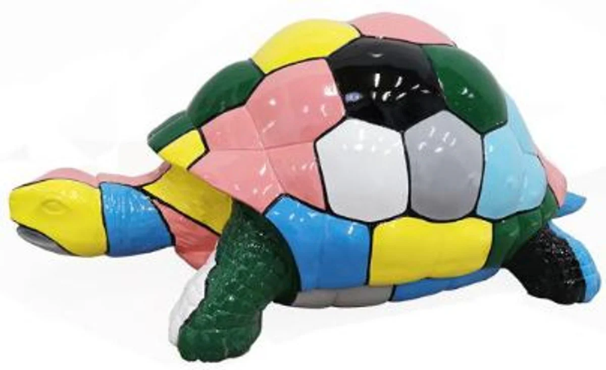 Casa Padrino figura decorativa de diseño tortuga multicolor 110 x 48 x A. 45 cm - Escultura decorativa resistente a la intemperie - Decoración de Sala de Estar