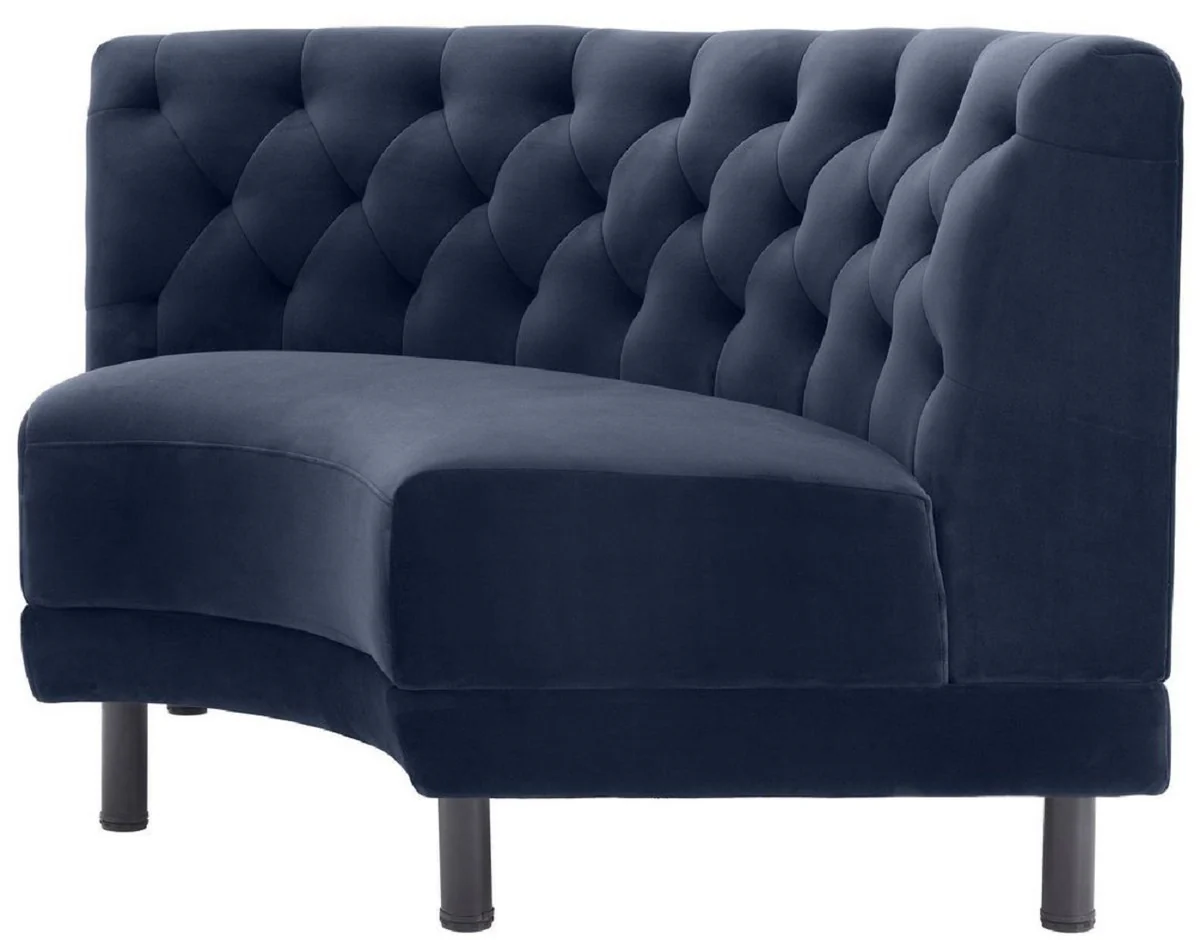 Casa Padrino sof¨¢ de terciopelo Chesterfield de lujo azul medianoche / negro 114 x 75 x A. 85 cm - Sof¨¢ curvo y extensible para sala de estar - Colecci¨®n de Lujo