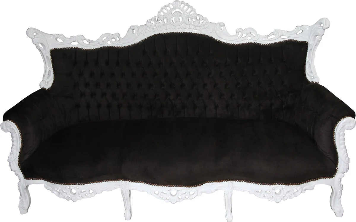 Casa Padrino Baroque 3 seater Master Black / White - Living room furniture Coffee Lounge - Limited Edition