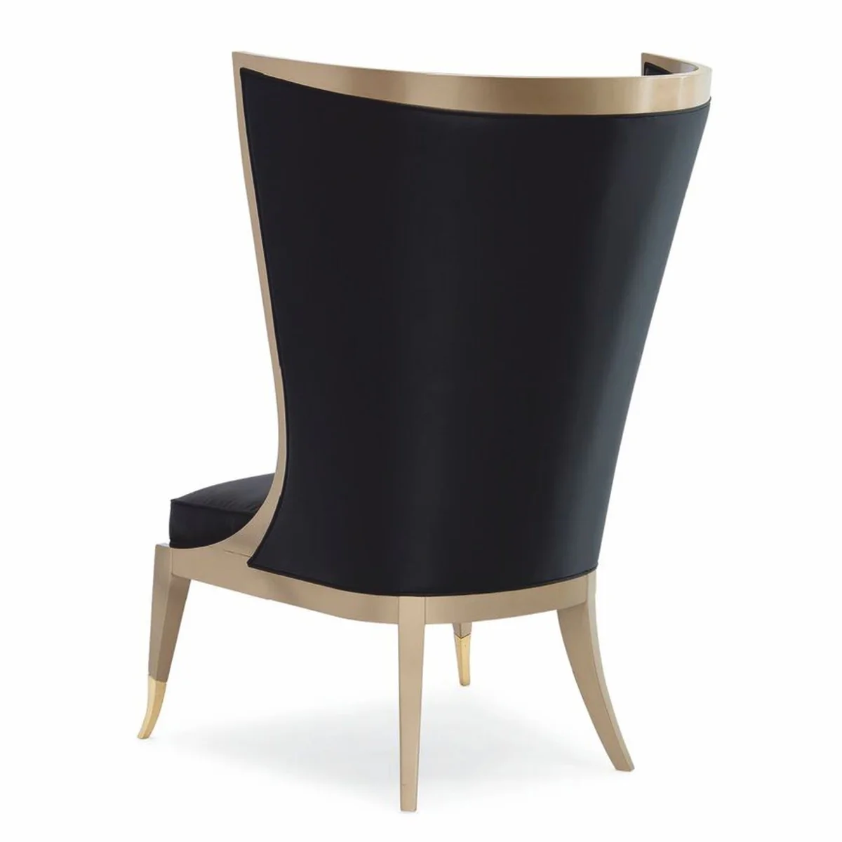 Casa Padrino sill¨®n orejero Art Deco de lujo negro / beige / oro A. 123 cm - Muebles de hotel