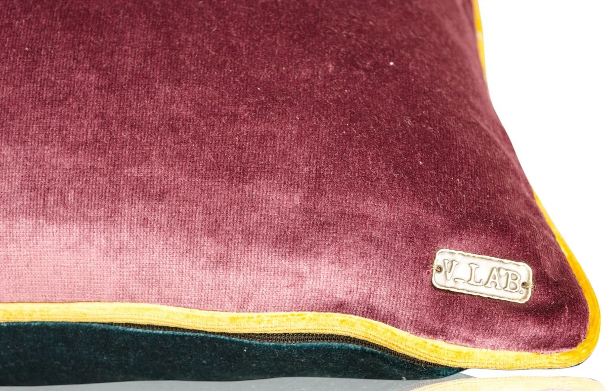 Casa Padrino decorativo cojín set de 2 de la sala de estar púrpura / turquesa / amarillo 50 x 50 cm - Colección de Lujo