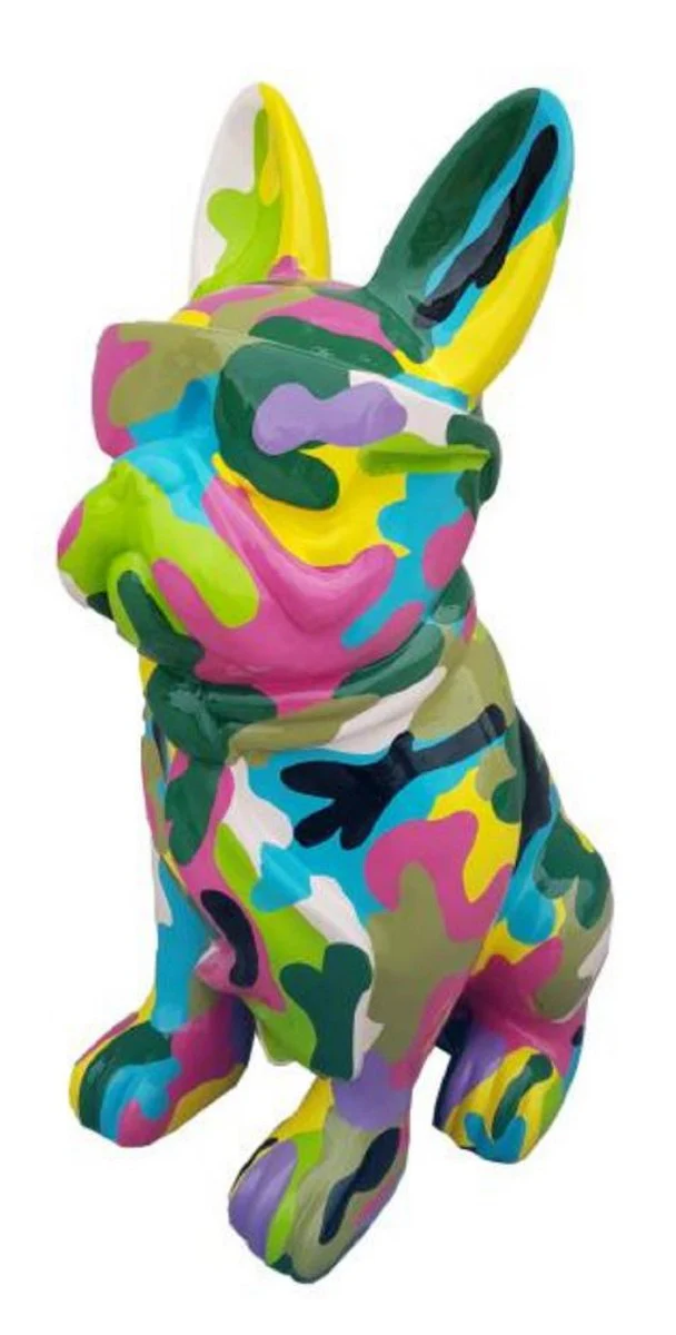 Casa Padrino escultura decorativa de lujo perro bulldog multicolor A. 80 cm - Figura decorativa grande - Escultura decorativa XXL - Esculturas y figuras decorativas XXL de lujo