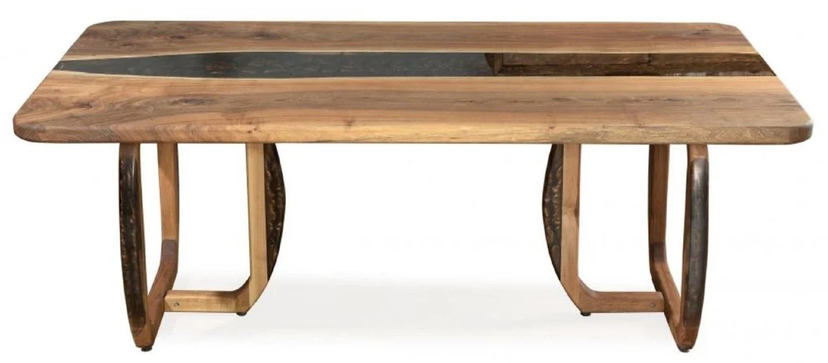 Casa Padrino mesa de comedor de lujo marr¨®n 200 x 100 x A. 76 cm - Mesa de cocina rectangular con resina epoxi - Muebles de comedor - Muebles de resina epoxi - Muebles de lujo